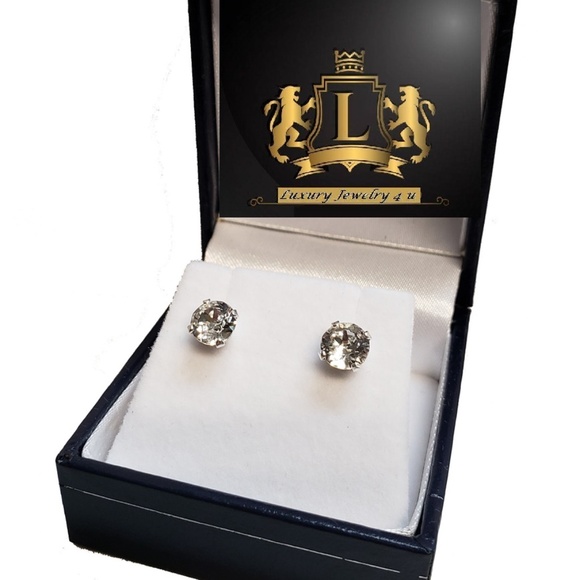 Silver Stud 6mm SWAROVSKI Elements White Crystal - Picture 4 of 7